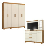 Guarda-roupa 6 Portas E Cômoda Painel Para Tv Até 43