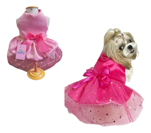 Vestido Pet Dupla Face Rosa/pink Roupa De Cachorro E Gato 