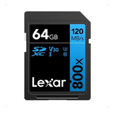 Lexar Sd 64gb 800x 120mb/s V30 Camera Profissional