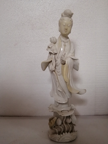 Estatua Porcelana Kuan Ying China Imperial Figura Antigua 