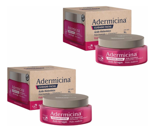 Crema Facial A. Hialuronico Antiarrugas 90g X2 U Adermicina