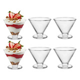 Set 6 Copas De Vidrio Para Helado Postres Aperitivo Color Trasparente Rayas