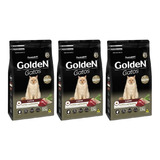 Ração Golden Gatos Adultos Castrados Carne 3kg Kit 3 Unid.