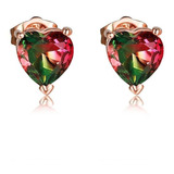 Oferta! Aros Corazón De Cristal Degrade Baño Oro Rosa 18kt