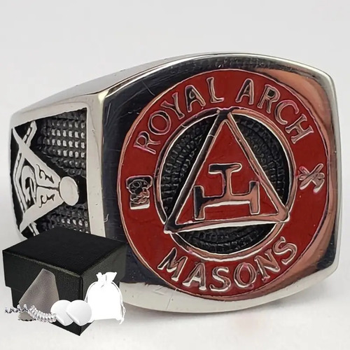 Combo Anillo Masón Arco Real Acero Inoxidable Masónico