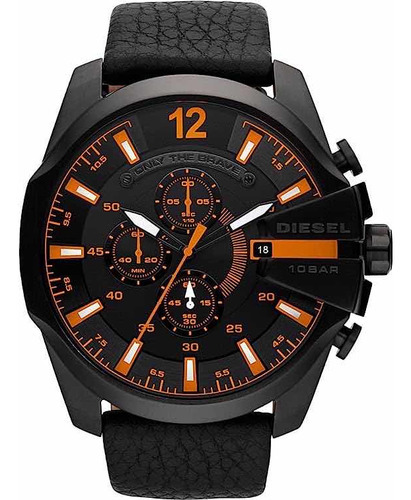 Reloj Diesel Mega Chief Modelo Dz4291 Color De La Correa Negro Color Del Bisel Negro Color Del Fondo Negro