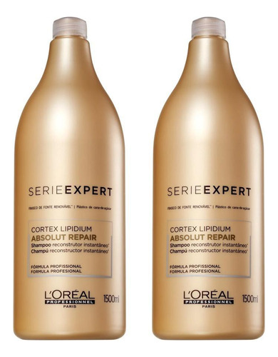 Kit 2 Shampoo Loreal Absolut Repair Cortex Lipidium 1500ml