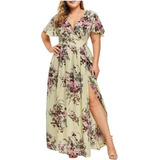 Vestido De Fiesta Floral Elegante De Talla Grande Para Mujer