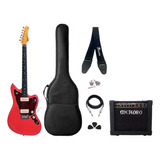 Guitarra Jazzmaster Tagima Red Acessórios + Amplificador