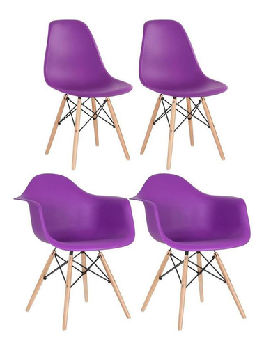 Kit Cadeiras Eames Wood 2 Daw 2 Dsw Varias Cores  