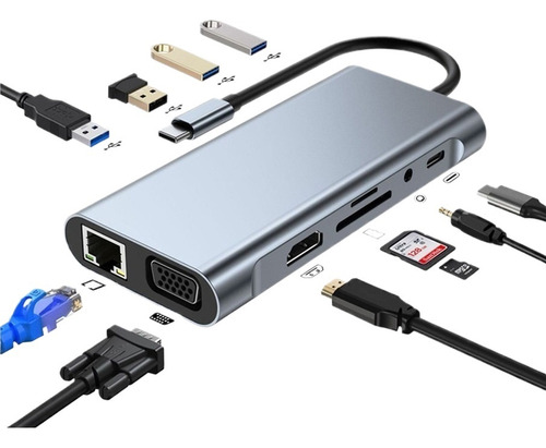 Tipo C Adaptador Usb C A Hdmi Vga, Ethernet Para Macbook Air