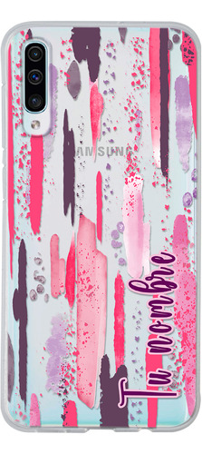 Funda Para Galaxy Mujer Manchas Pintura Rosa Con Nombre