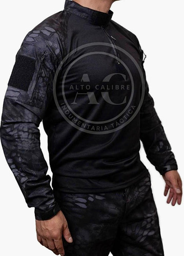 Remera Tactica Kryptek Python Black Bajo Chaleco