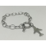 Pulsera Dije Avión Acero Quirúrgico Lista Para Regalo 