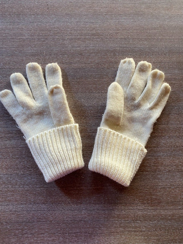 Guantes De Lana | Unisex | Blancos Con Puños | Liquidacion