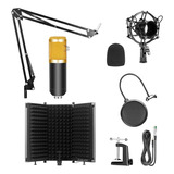 Microfono Condenser Podcast Kit + Escudo Acustico Liqm# Prm