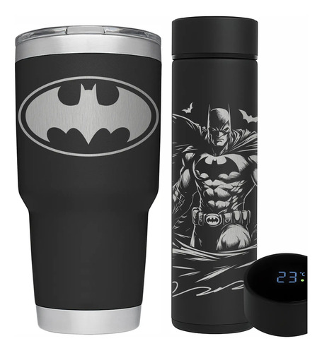 The Batman Kit Termo Digital Más Termo 30oz Acero Inoxidable