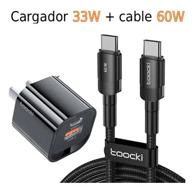 Cargador Carga Rápida 33w Gan + Cable Usb-c A Usb-c 60w Pd Kit Para iPhone 15 16 Samsung Xiaomi Huawei Combo Ultra Compacto Dual Port | Meses sin interés