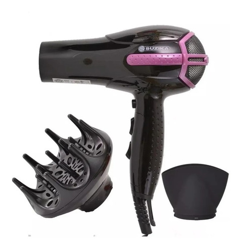 Secador De Pelo Profesional Suzika Frio/cal Motor Dc 2200w Color Negro/rosa