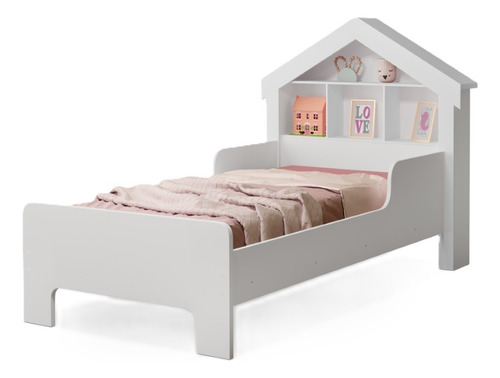 Cama Solteiro Cristal Casinha Princesa Prateleiras Menina 