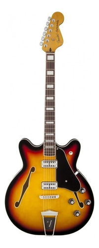 Guitarra Eléctrica Fender Modern Player Coronado Hollow Body De Arce 3-color Sunburst Brillante Con Diapasón De Palo De Rosa