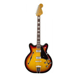 Guitarra Eléctrica Fender Modern Player Coronado Hollow Body De Arce 3-color Sunburst Brillante Con Diapasón De Palo De Rosa