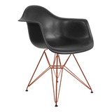 Poltrona Eiffel Eames Preta Com Braço Daw Em Ferro Cobre