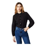 Camisa Voile Algodon Mujer Wanama Quinn Black Premium