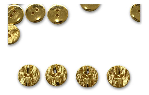 Botão De Costura 2 Furos Roupa 13mm 50 Peças Dourado Luxo