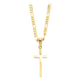 Dije De Cruz Crucifijo Liso Con Cadena Unisex Oro Lamin 24k