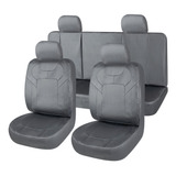 Funda Cubre Asiento Cuerina Auto Universal Completa Gris.