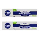 Creme Barbear Nivea 65g 2 Em 1 Sensitive - Kit C/ 2un