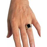 Anillo De Hombre Con Cubic Cuadrado Plata Y Oro