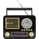 Caixa Som Portátil Bluetooth Rádio Relógio A6199t Gold