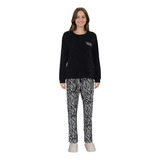 Pijama Mujer Polar Estampado Negro Fashion's Park