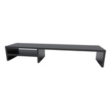 Base Suporte Monitor Elevado 90x20x15 Mdf Preto Prat Lateral