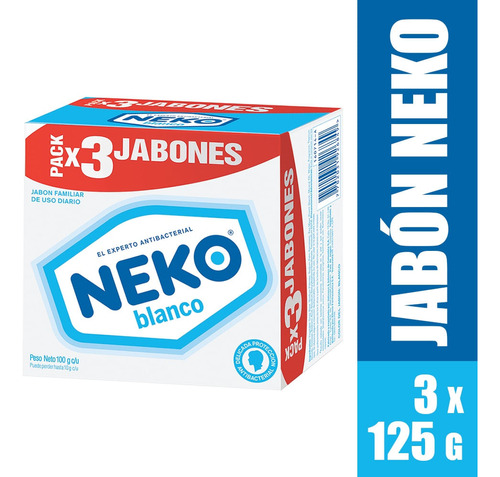 Jabon Neko Antibacterial Blanco X 3und