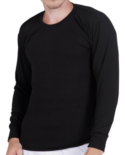 Camiseta Microfibra Termica Con Friza Color Negro