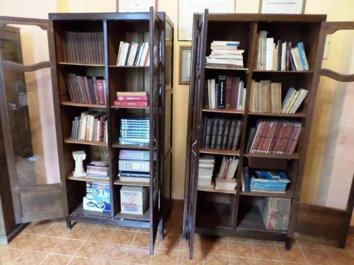 Biblioteca Par De Bibliotecas Iguales Antiguas Roble Ingles