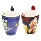 Juego De Tazas 2 Pz Set Con Cuchara Villanas Disney