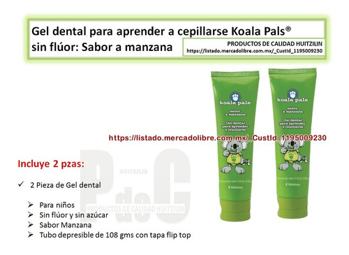 Pasta Gel Dental Para Niños Sin Flúor Y 2da Pasta A Elegír