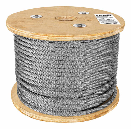 Cable De Acero 3/8' Rígido 7x7 Hilos Carrete 75 M