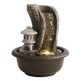 Fuente De Agua Chica Cascada + Pagoda + Luz Led 19cm Tm Ct