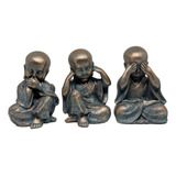 Trio Estatueta Estatua Decorativa Buda 12x11x17cm - 1123