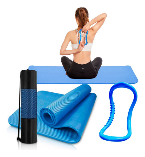 Pack Yoga Pilates Mat Nbr + Aro Soft Elongacion Flexibilidad