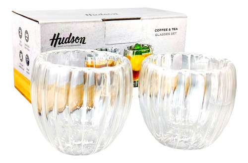 Set X2 Vaso 80cc Taza Vidrio Doble Pared Hudson Cafe Bz3