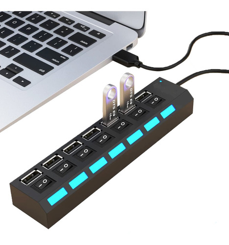 Hub Usb Multiplicador 7 Puertos Usb 2.0 Con Switch On Off  