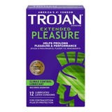 Caja Original 12 Condones Trojan Extended Pleasure Retarda