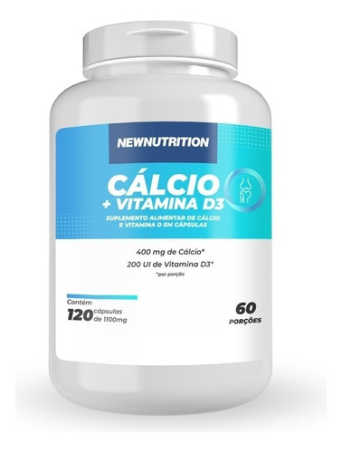 Suplemento Em Cápsula Newnutrition  Cálcio + Vitamina D3 Cálcio Cálcio + Vitamina D3 Em Pote De 132g 120 Un