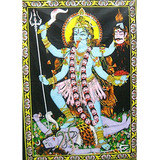 Diosa Kali Hindu Diosa Lentejuelas Batik Algodon Tapiz Par